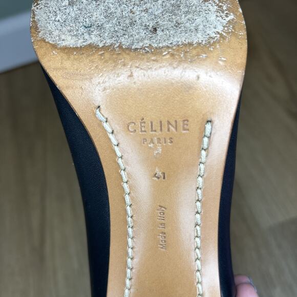 Celine Women 41 US 10 Bootie Wrap Napa Leather Ankle Boot Black Square Round Toe - Picture 11 of 12